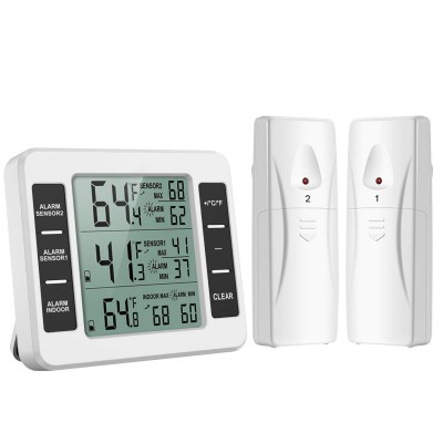 Wireless Digital High Low Temperature Thermometers with Audible Alarm