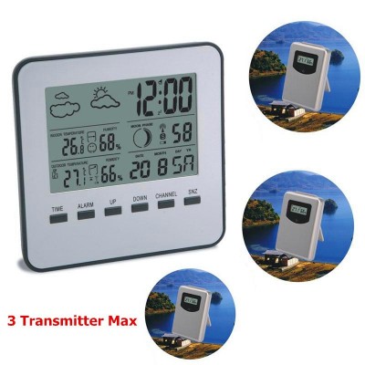 Digital Wireless Weather Station to Monitor Indoor Outdoor Temperature Humidity Thermometer Time Weather Forecast Alarm Clock