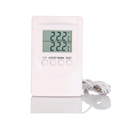 Digital Alarm Thermometer with Sensor Cable Indoor Outdoor Thermometer